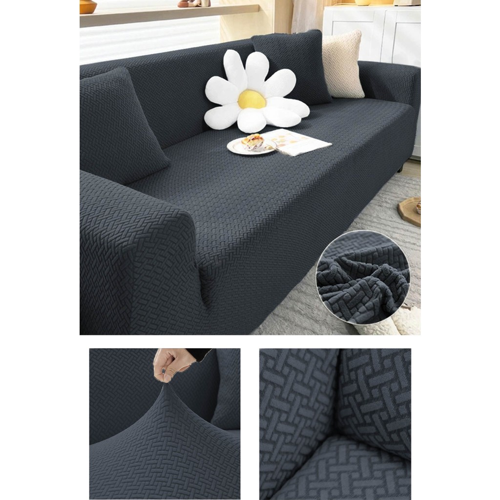 Faiend Jakarlı Likrali Esnek 3 Kişilik Koltuk Kılıfı Streç Lastikli Çekyat Kanepe Örtüsü Tuğla Desen Antrasit - 180 x 230 cm SSD / Solid State Drive Fiyatı