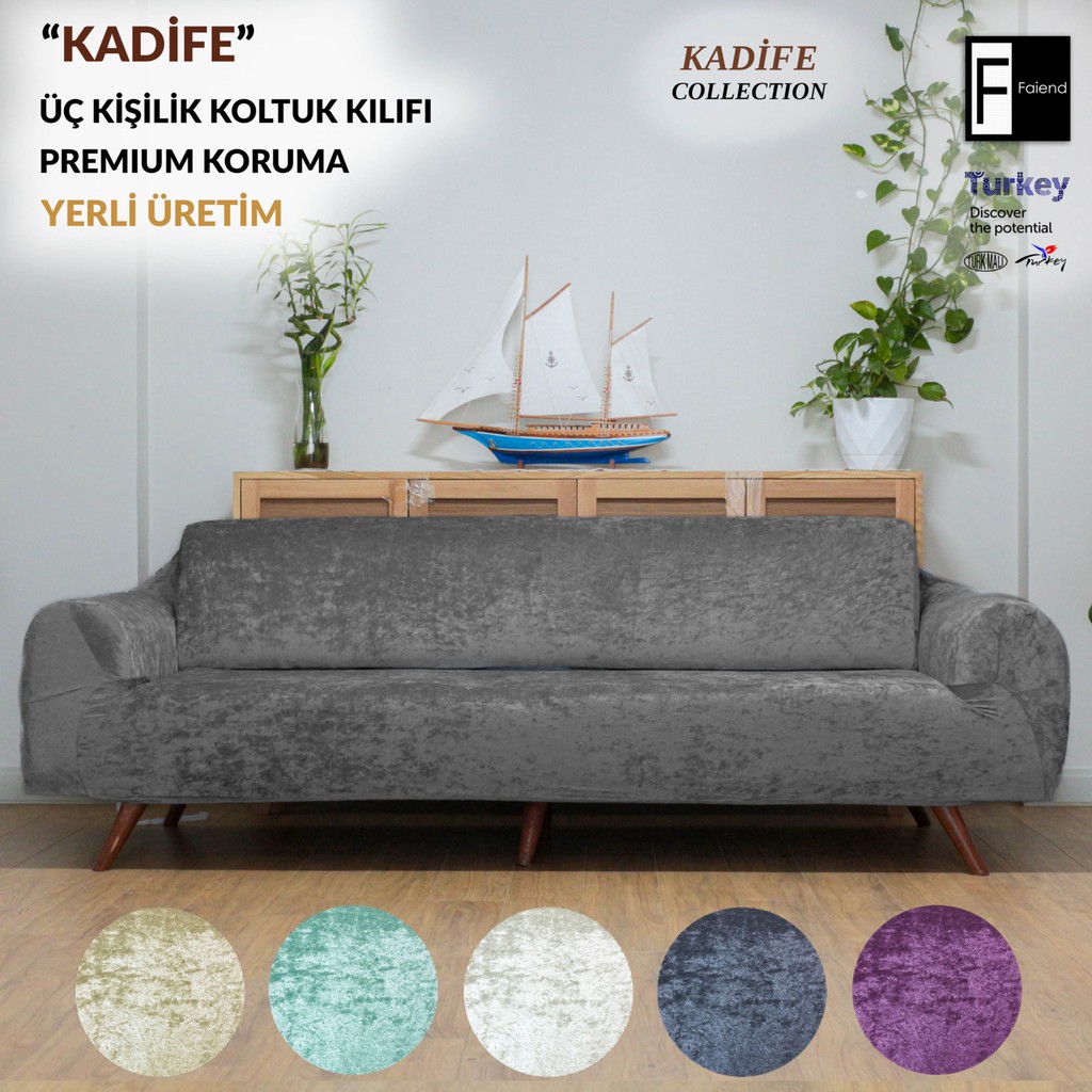 Faiend Kadife 3 kişilik koltuk örtüsü Lastikli Kanepe Örtüsü Antrasit | Lastikli Koltuk Örtüsü | Koltuk Kılıfı - Koyu Gri - 180 x 225 cm SSD / Solid State Drive Fiyatı