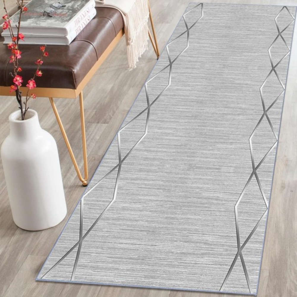 Faiend Kesme Yolluk Makinede Yıkanabilir Kaymaz Taban Leke Tutmaz Mutfak Halısı Salon Yolluk Gri Gümüş - 40 x 60 cm - Gri - Gümüş Yolluk Fiyatı