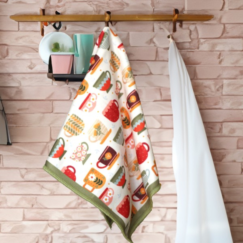Faiend Mutfak Havlusu, Kurulama Bezi, Yüksek Kaliteli Yıkanabilir Emici Şık Mutfak havlusu tekli 30X50CM - 30 x 50 cm - Beyaz - Yeşil El / Yüz Havlusu Fiyatı