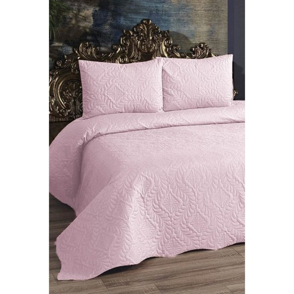 Faiend Ultrasonik Kapitoneli Çift Kişilik Yatak Örtüsü ve Yastık Kılıfları - 250 x 260 cm - Pembe Yatak Örtüsü Fiyatı