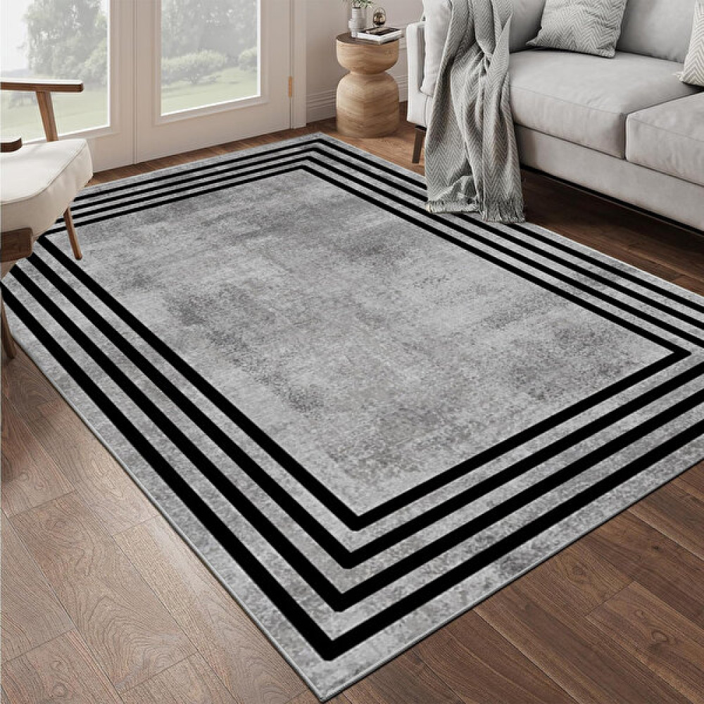 Faiend Yıkanabilir Halı Mutfak Kaymaz Dod Taban Leke Tutmaz Ev Halısı Gri-Antrasit - 100 x 150 cm - Gri - Antrasit Salon Halısı Fiyatı