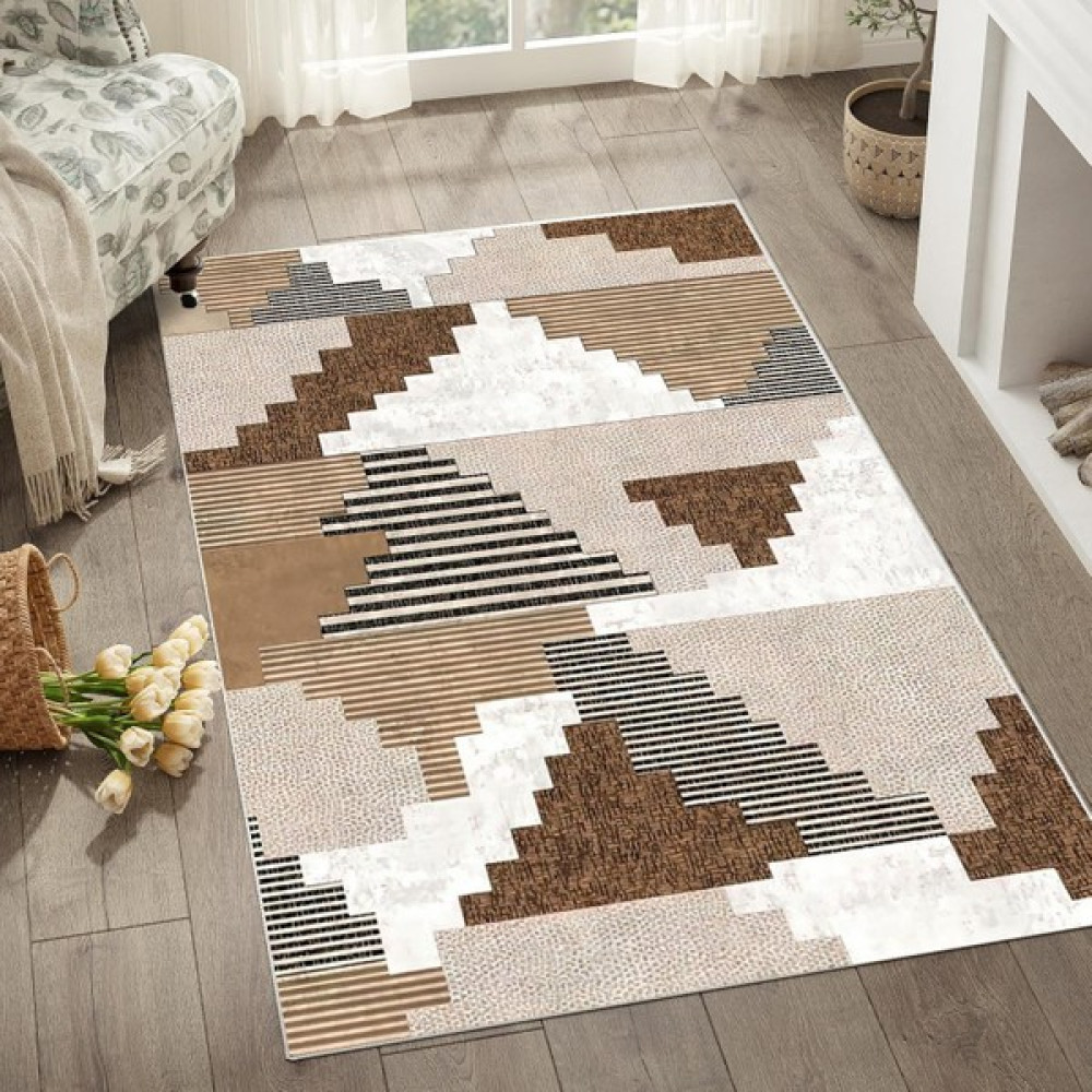 Faiend Yıkanabilir Halı Mutfak Kaymaz Dod Taban Leke Tutmaz Ev Halısı Kahverengi - 80 x 50 cm Salon Halısı Fiyatı