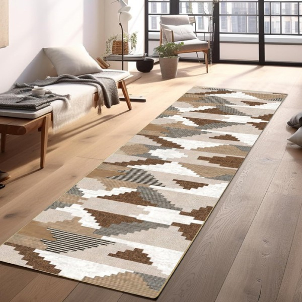 Faiend Yıkanabilir Yolluk Mutfak Kaymaz Dod Taban Leke Tutmaz Ev Koridor Yolluk Kahverengi - 100 x 300 cm Yolluk Fiyatı