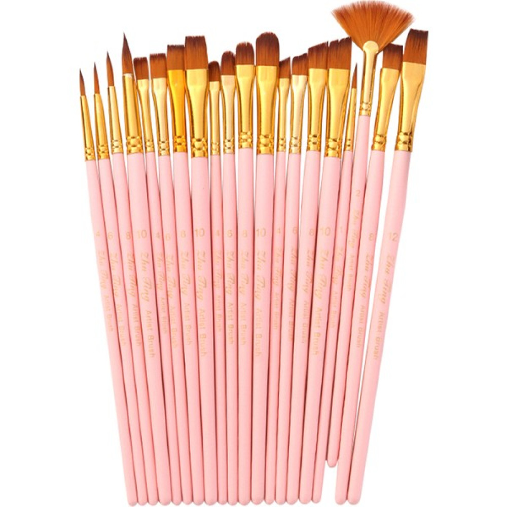 Fairy 20 Adet Beraberlik Boya Fırçaları Seti Kiti Sanatçı (Yurt Dışından) - Pembe Fırça Fiyatı