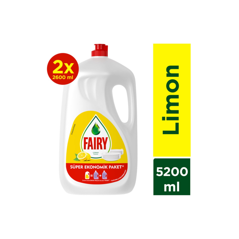 Fairy 5200 ml ( 2 X 2600 Ml) Limon Sıvı Bulaşık Deterjanı Bulaşık Yıkama Fiyatı