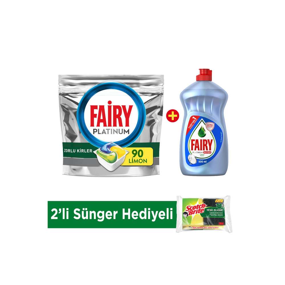 Fairy Platinum 90 Yıkama Tablet/kapsül Limon Kokulu Platinum 500 ml Hijyen Sünger Bulaşık Yıkama Fiyatı