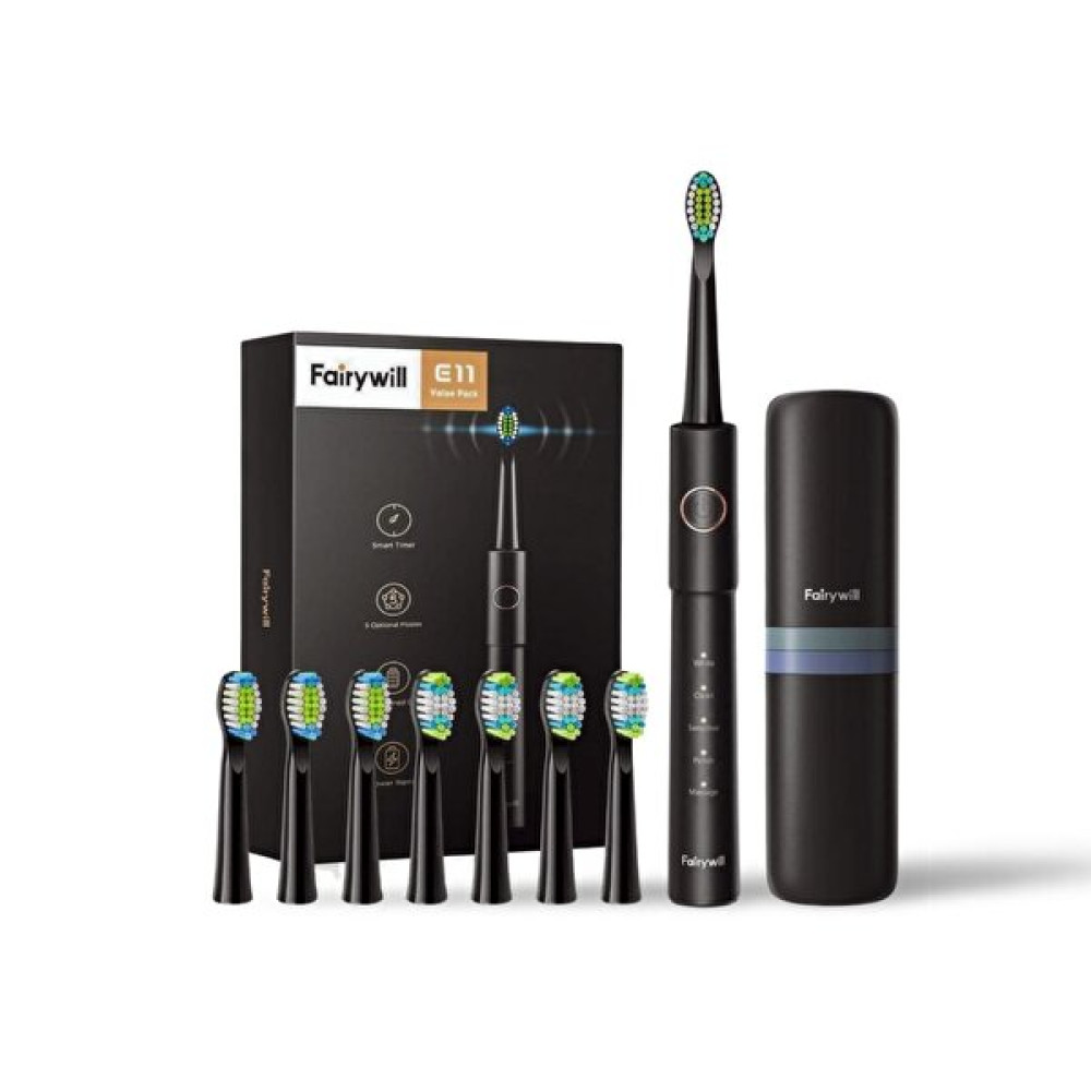 Fairywill E11 Sonic Şarj Edilebilir Diş Fırçası 5 Farklı Temizleme Modu + 8 Yedek Başlıklı Seyahat Kiti Diş Fırçaları Fiyatı