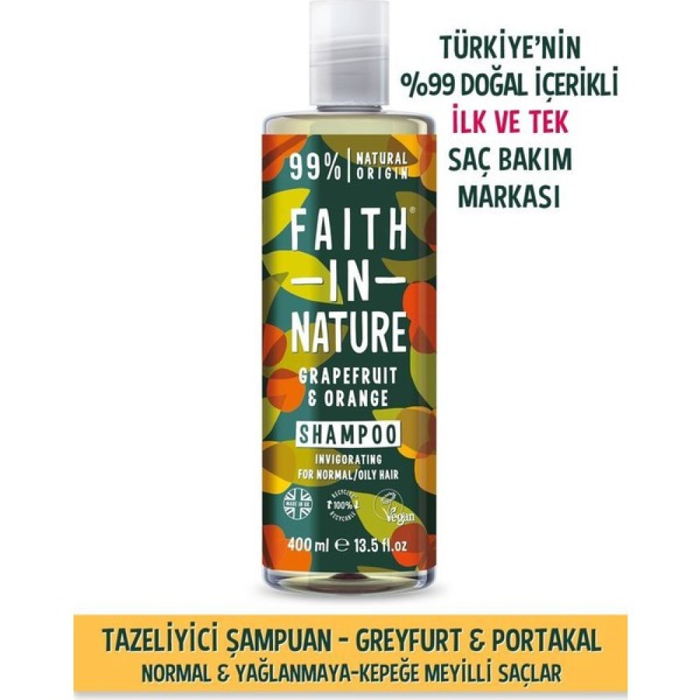 Faıth In Nature %99 Doğal Içerikli Tazeleyici Şampuan- Normal&yağlanmaya-Kepeğe Meyilli Saçlar Için Greyfurt&portakal Şampuan ve Saç Kremi Fiyatı
