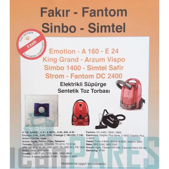 Fakir Emotion 2200-2400 20 li Süpürge Toz Torbası
