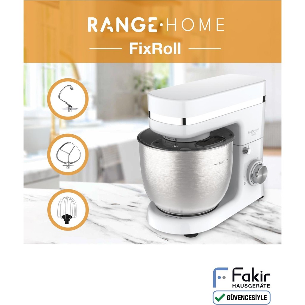 Fakir Range Fixroll Mutfak Şefi 1500 W Güçlü Motor 5 L Paslanmaz Çelik Hazne Beyaz Renk Mutfak Şefi Fiyatı
