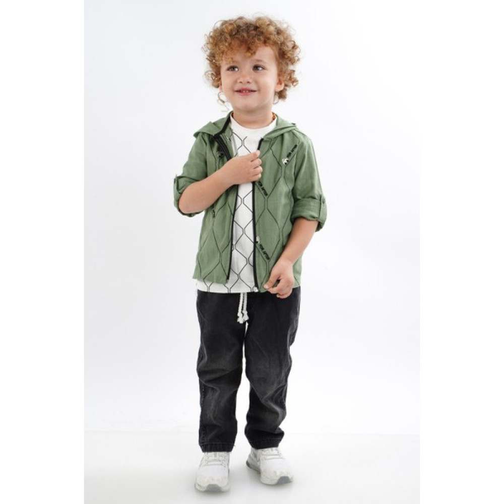 Falcomini Kids 2/3/4/5 Yaş Kot Pantolonlu Kapşonlu Gömlekli Uzun Kol Erkek Çocuk 3 Lü Takım Erkek Çocuk Giyim Takımı Fiyatı