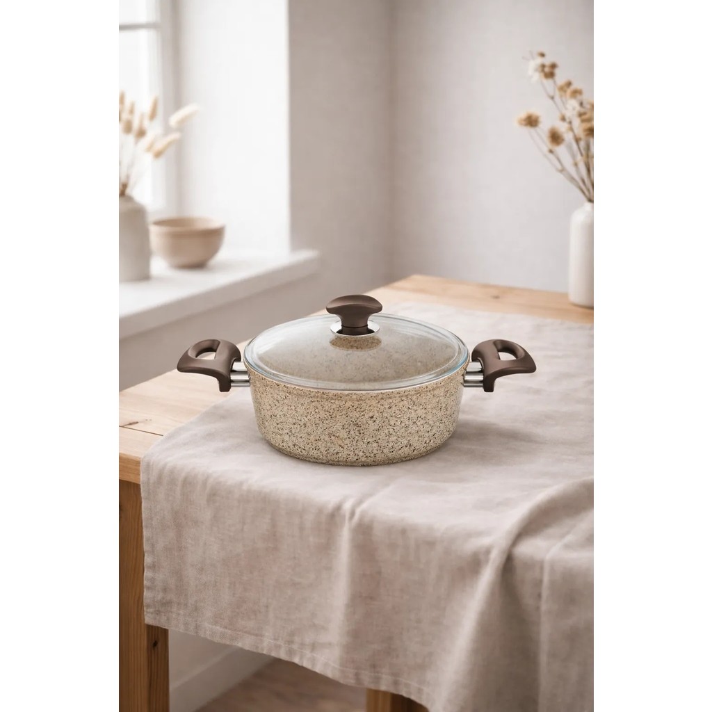 Falez Creamy Granit Derin Tencere 32 cm - Krem Tencereler Fiyatı