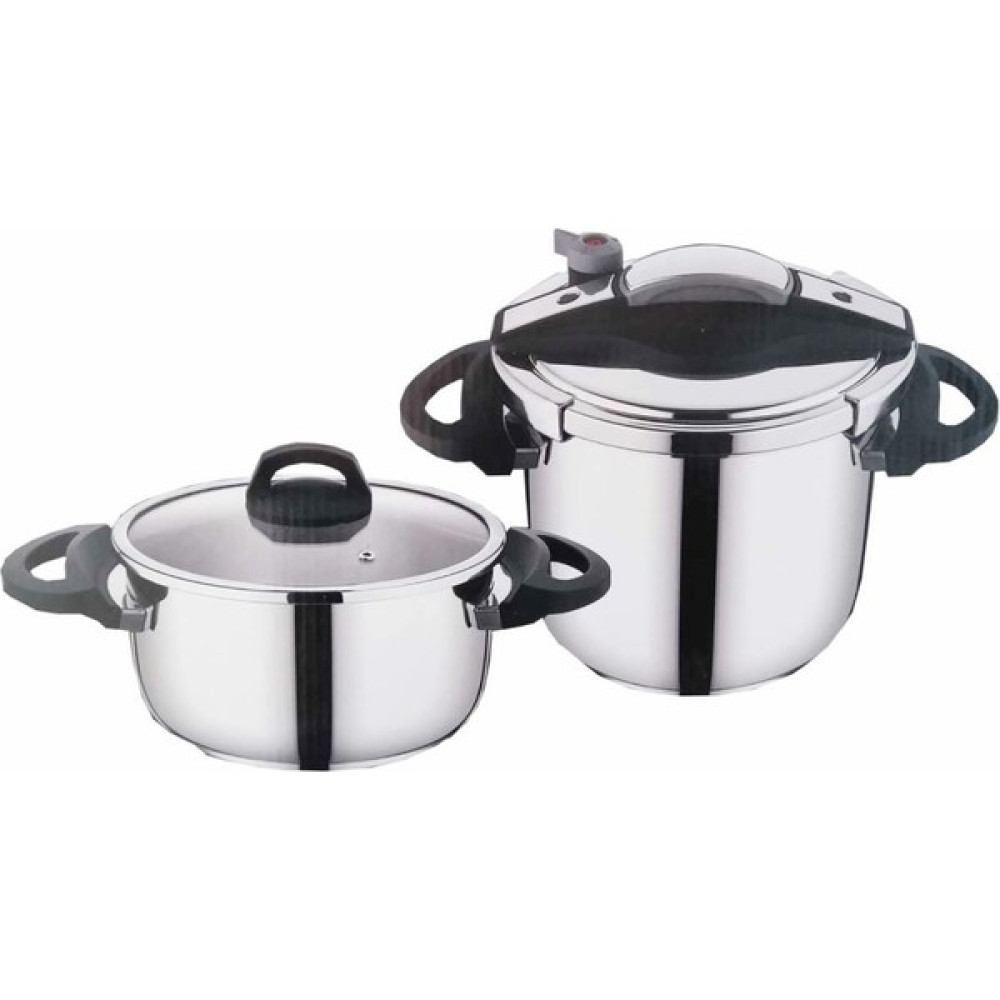 Falez Twist Cook 4+7 Litre Düdüklü Tencere Seti Siyah Gri TWC-1001 - 4 L Düdüklü Tencereler Fiyatı