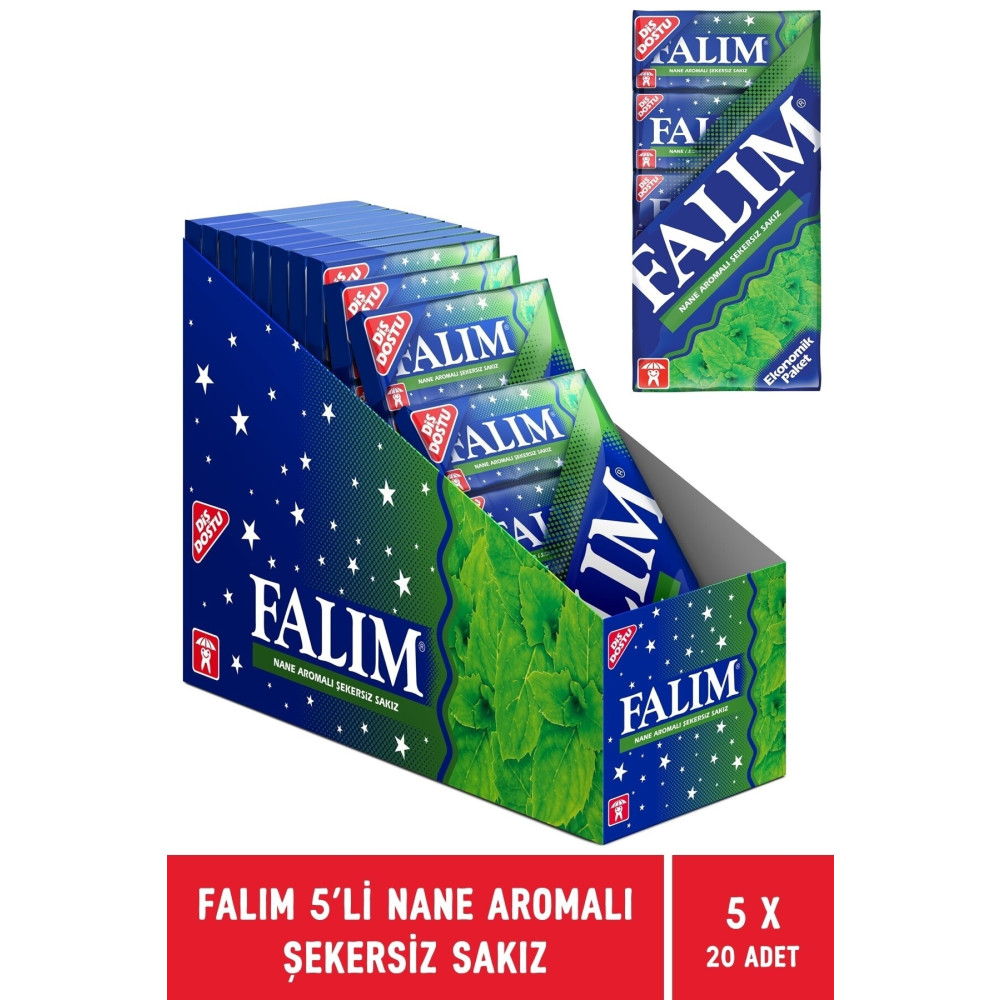 Falım Nane Aromalı Şekersiz Sakız 5li Paket - 20 Adet Şekerleme Sakız Fiyatı