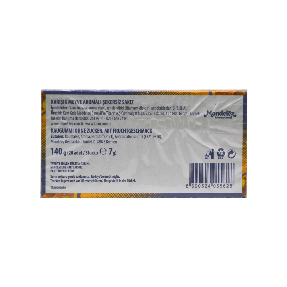 Falım Sakız 7 gr 20'li Paket Karışık Meyve Aromalı
