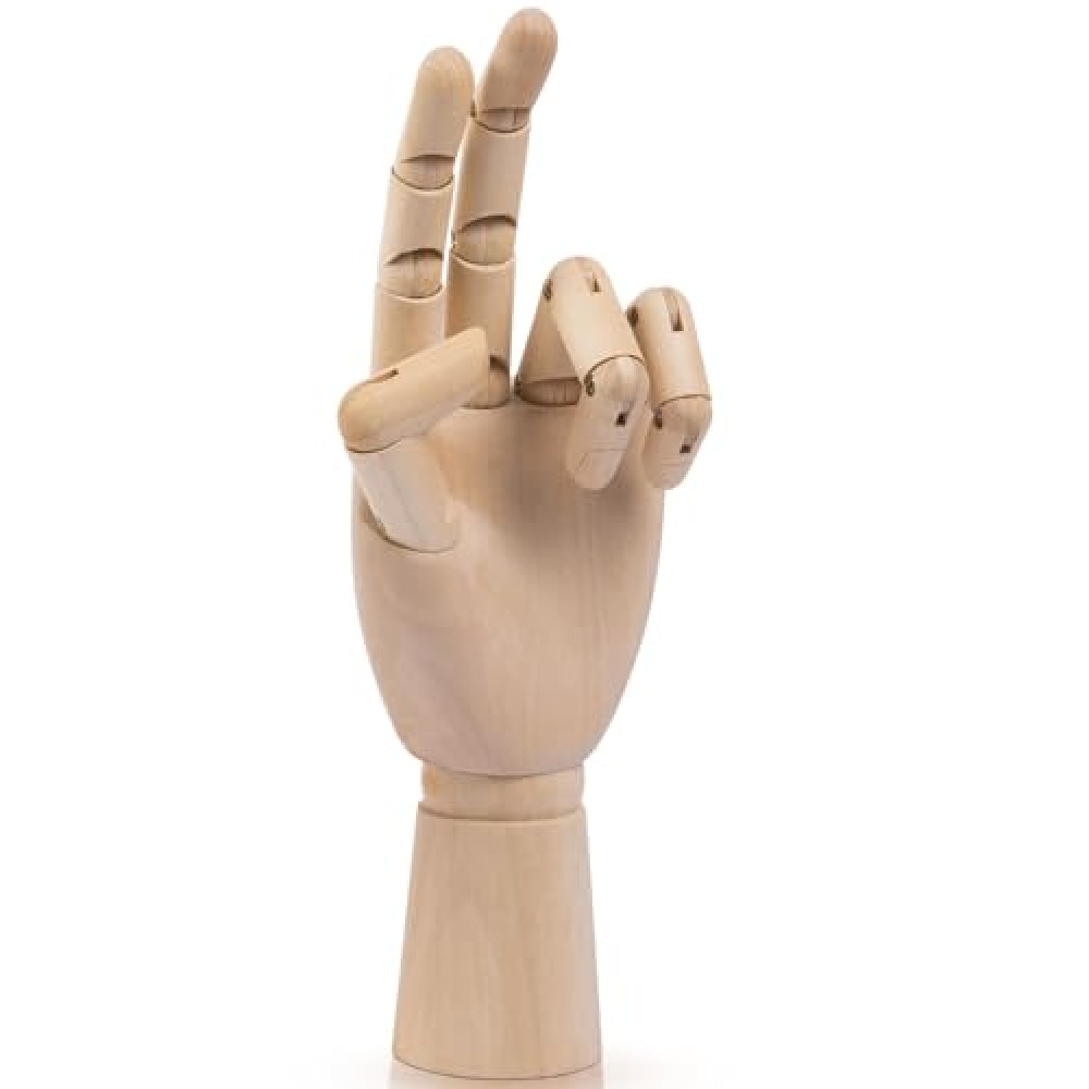 Falling in Art Wooden Hand Model, 10Inches Left Hand Mannequin Figure for Jewelry Display and Decoration