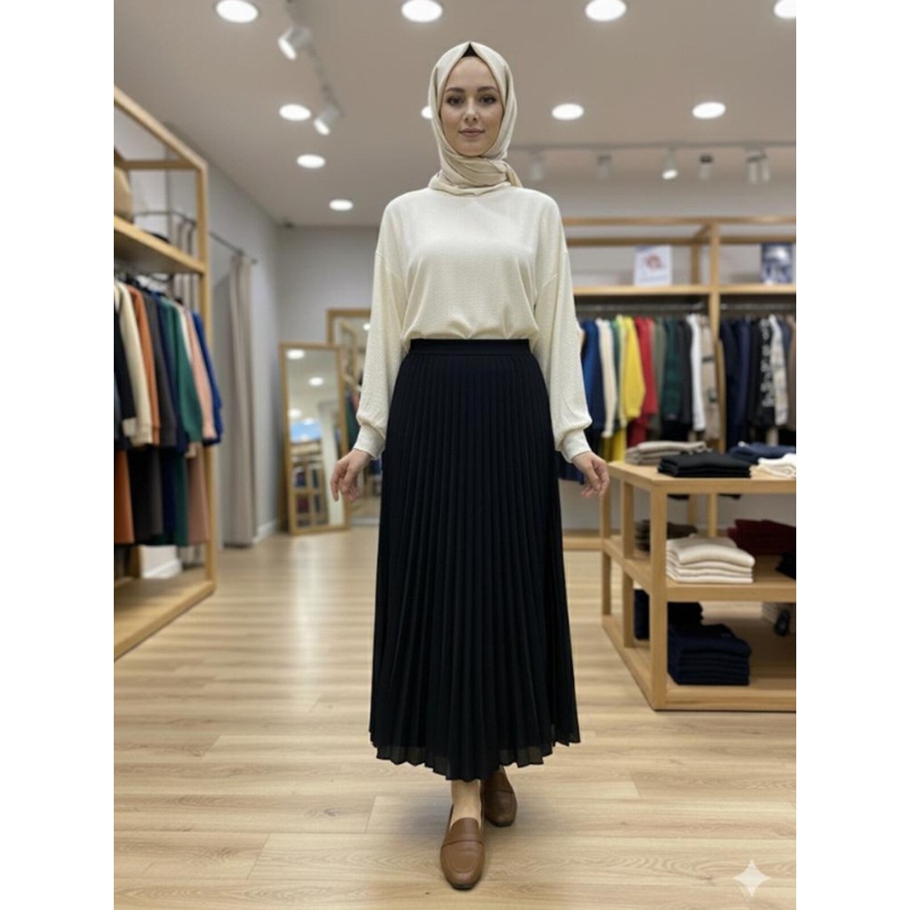 Famelin Beli Lastikli Piliseli 95 cm Etek 8940 Giyim & İç Giyim Fiyatı