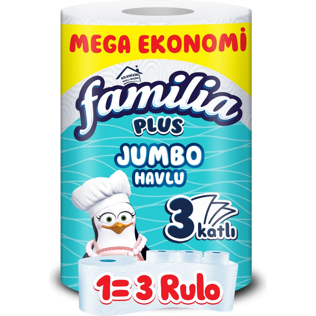 Familia Plus Jumbo Kağıt Havlu 15'li Dev Rulo (1=3 , 45 Rulo) El / Yüz Havlusu Fiyatı