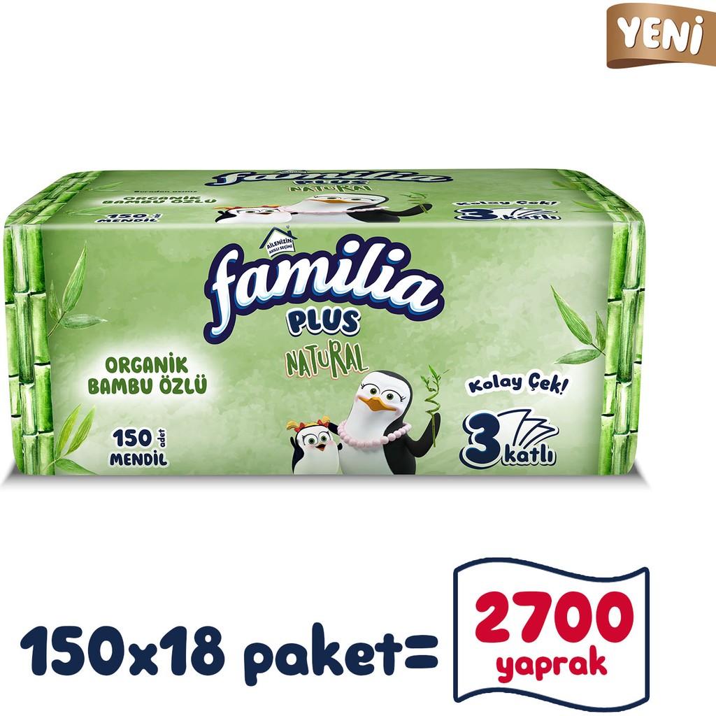 Familia Plus Natural Çek Al Mendil 150LI (18 Paket x 150 Yaprak) Kağıt Mendil Fiyatı