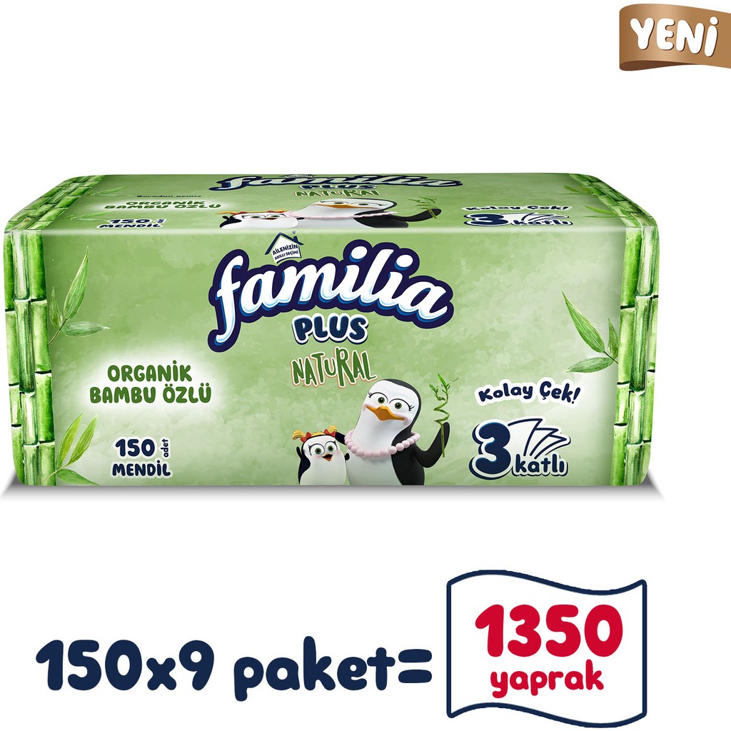Familia Plus Natural Çek Al Mendil 150LI (9 Paket x 150 Yaprak) Diğer Fiyatı