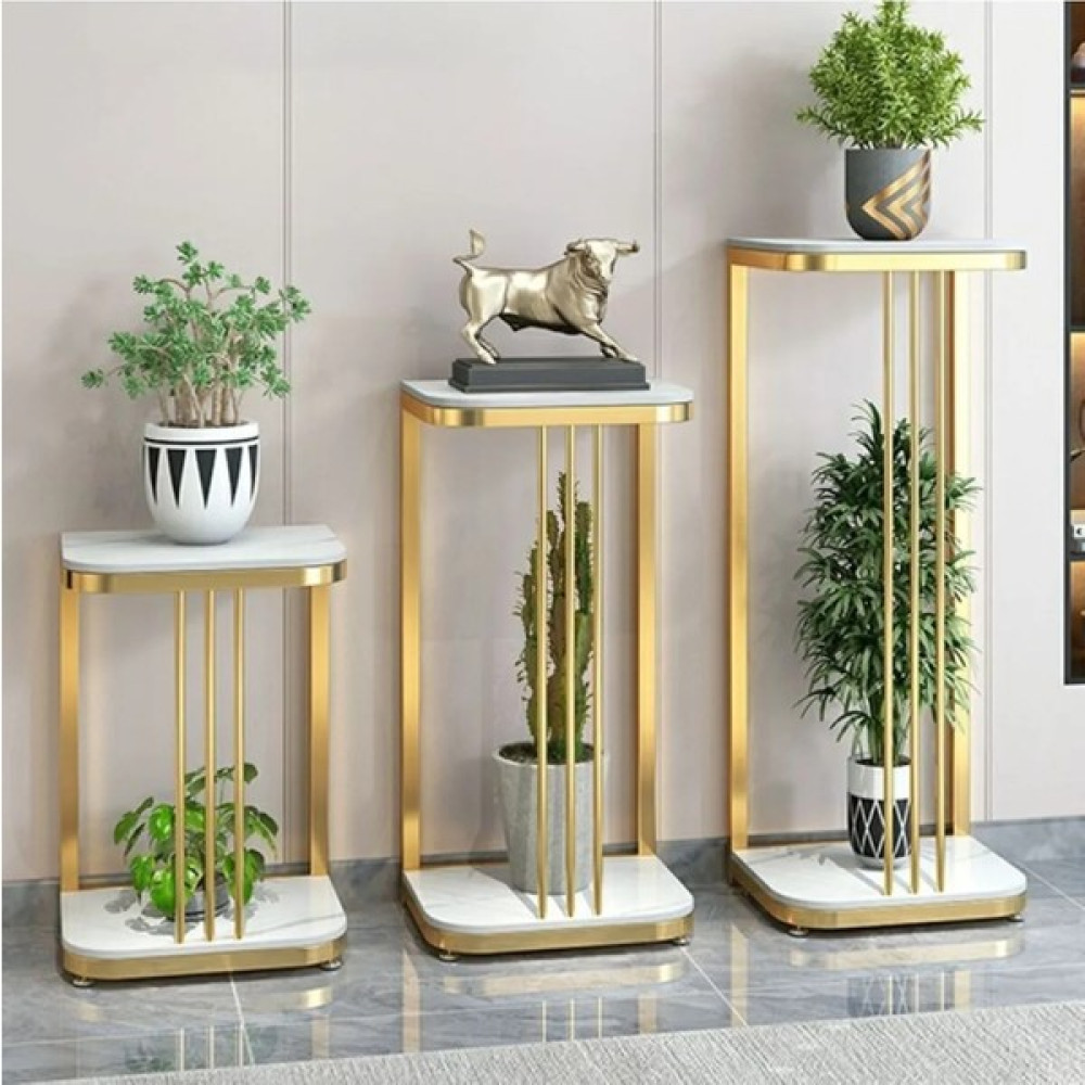 Familya Art Lyon Çiçek Standı 3 Adet Gold-Beyaz - Beyaz - Gold Saksı ve Aksesuarları Fiyatı
