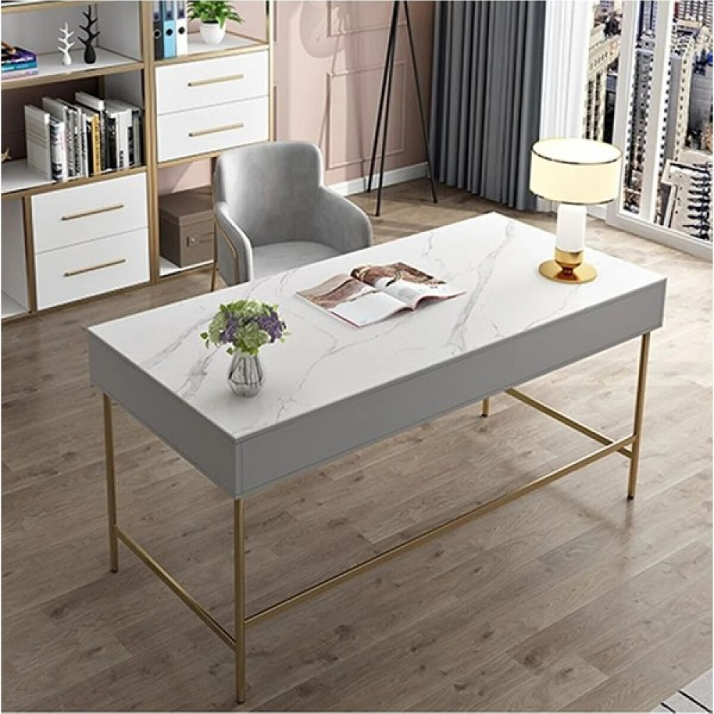 Familya Art Suduva Çalışma Masası Çekmeceli Gold-Gri - Genişlik 100cm " Derinlik 60cm " Yükseklik 76cm - Gold Çalışma Masası Fiyatı
