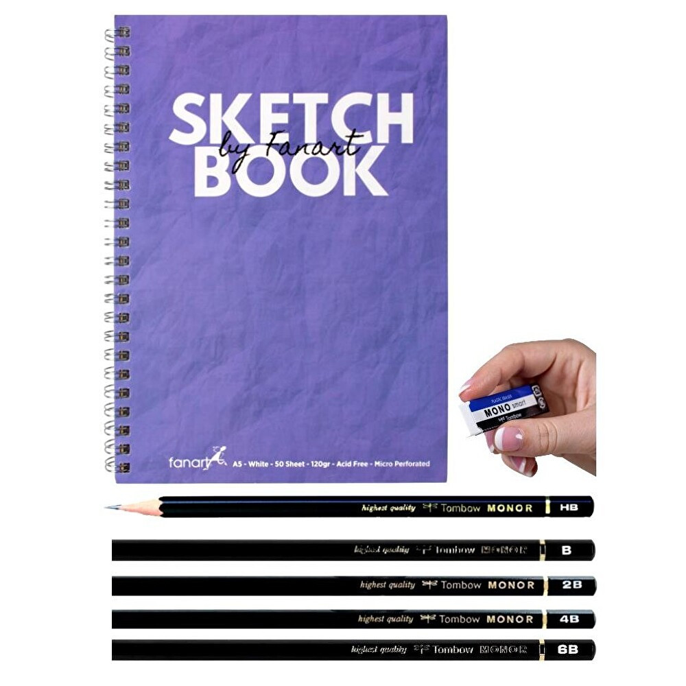 FANART SKETCH BOOK A5 ÇİZİM SETİ MOR Mekanik Kurşun (Versatil) Kalem Fiyatı