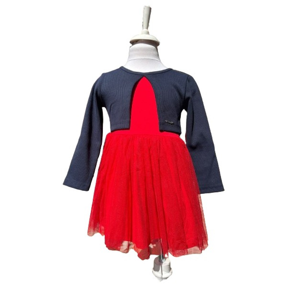Fancy Kids 3-12 Yaş Kız Çocuk Elbise Hırkalı Tüllü Etek 5 Yaş Kırmızı Lacivert Kız Çocuk Elbise Fiyatı