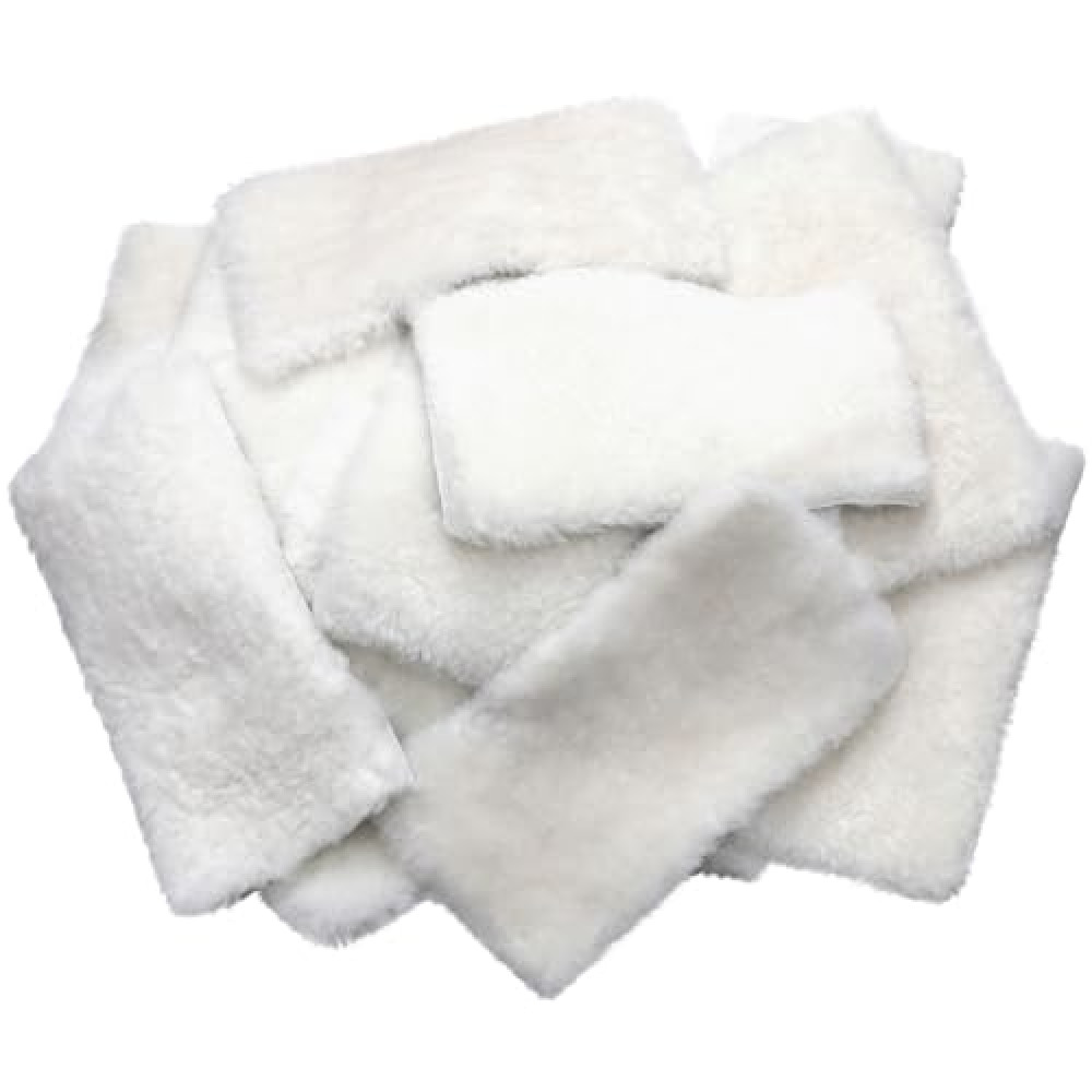 Fanfanwin 20 Pcs Sheepswool Leather Remnants, Pure Sheepskin Lambs Wool Scrap, Sheep Leather and Wool, Approx.10" x 5" Sheepskin Pad Scrap for Polishing Cleaning Painting Staining Arts & Crafts