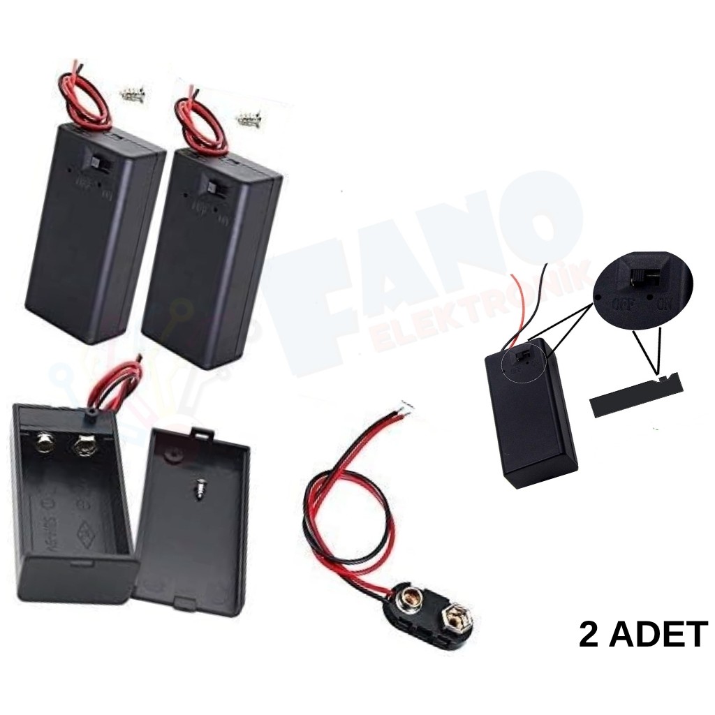 Fano Elektronik -(2 Adet)-9 Volt Pil Yuvası Kapaklı Switchli Aç Kapa özelliği Diğer Fiyatı