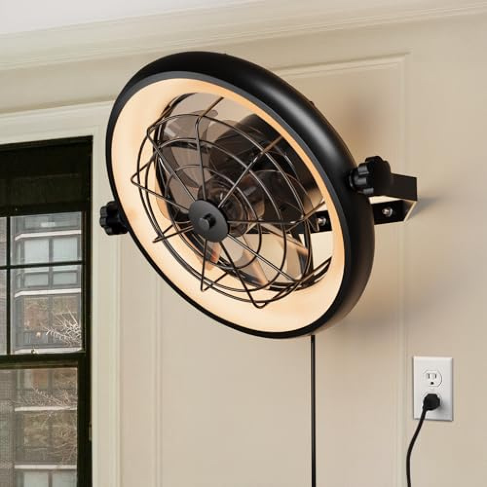 Fansconce Wall Mount Fan 16" Ceiling Wall Fan with Lights and Remote, 6-Speed, Timer, LED Light, Industrial Wall Mounted Fan for Bedroom, Garage, Tool Room, Workshop, Warehouse, Covered Patios Fans Fiyatı