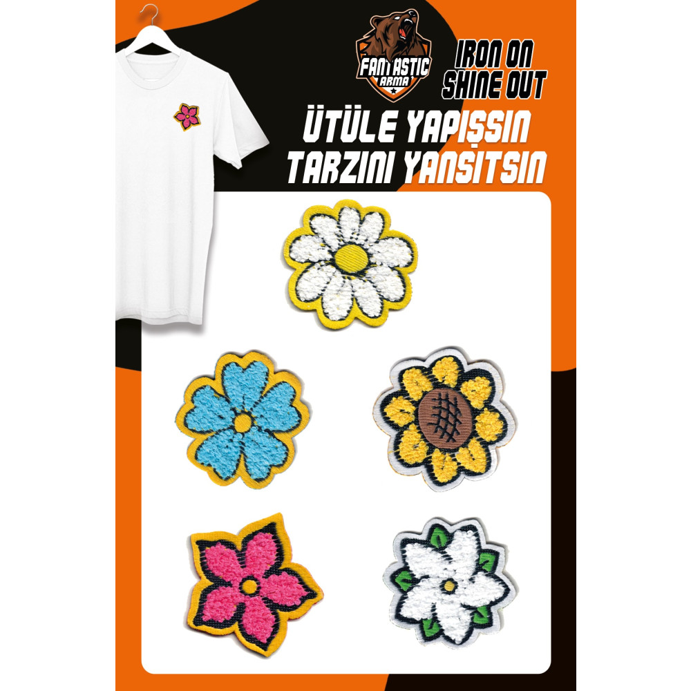 FANTASTIC ARMA ÜTÜ İLE YAPIŞAN DOKUMA PELUŞ ARMA SETİ PATCH YAMA RENLİ ÇİÇEK MODELİ Dikiş Makinesi Aksesuarları Fiyatı