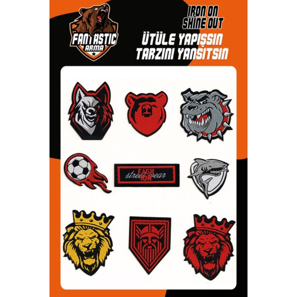 Fantastic Ütü Ile Yapışan Dokuma Arma Seti Patch Yama Aslan, Kurt, Futbol Topu Modeli Oyun & Hobi Fiyatı