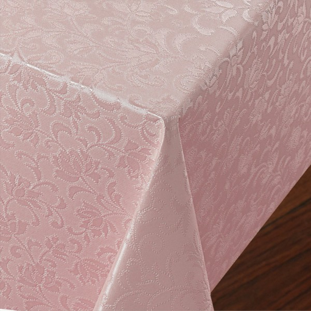 Fantastik Elyaf Astarlı Pvc Masa Örtüsü Silinebilir Sıvı Geçirmez Leke Tutmaz Çiçekli Kabartma Desenli Pembe - 140 x 140 cm Masa Örtüsü Fiyatı