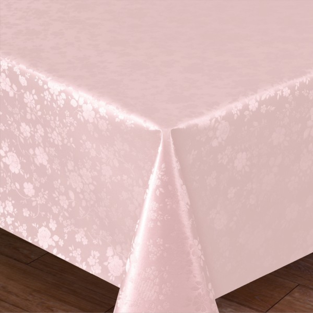 Fantastik Elyaf Astarlı Pvc Masa Örtüsü Silinebilir Sıvı Geçirmez Leke Tutmaz Gül Çiçekli Pembe - 140 x 140 cm Masa Örtüsü Fiyatı