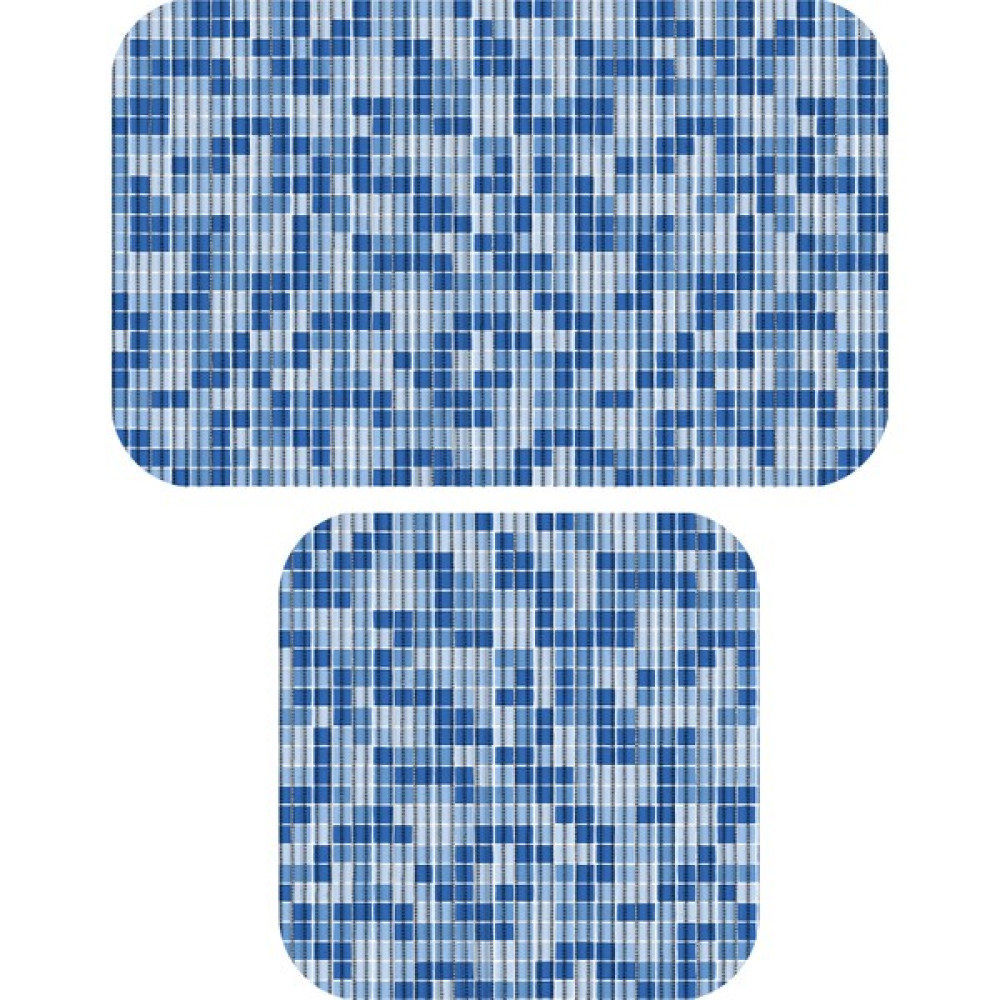 Fantastik Home Aquamat 2'Li Kaydırmaz Banyo Paspası Seti Mavi Şerit Desenli 50x50cm 80x50cm - 2 Klozet Takımı Fiyatı