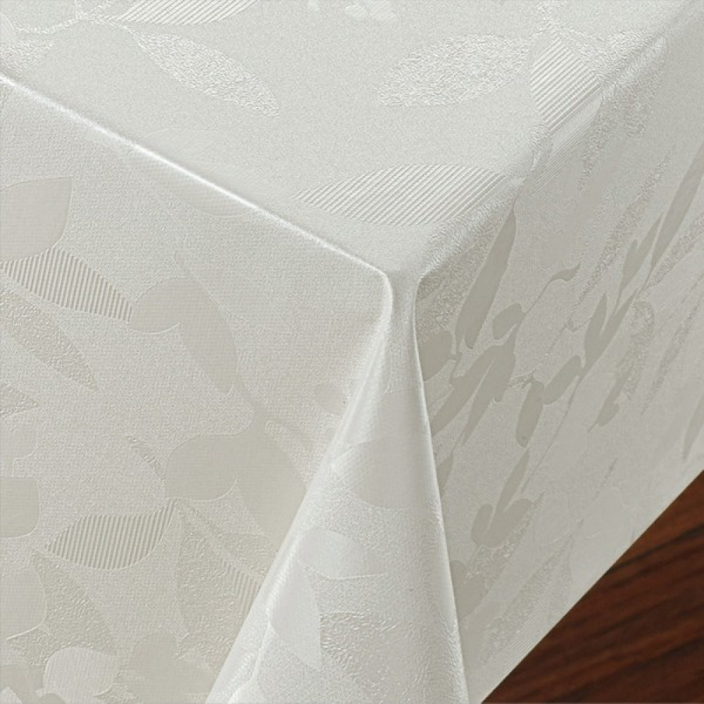 Fantastik Home Elyaf Astarlı Pvc Masa Örtüsü 140x200cm Silinebilir Sıvı Geçirmez Leke Tutmaz Yaprak Desenli Beyaz - 140 x 200 cm Masa Örtüsü Fiyatı