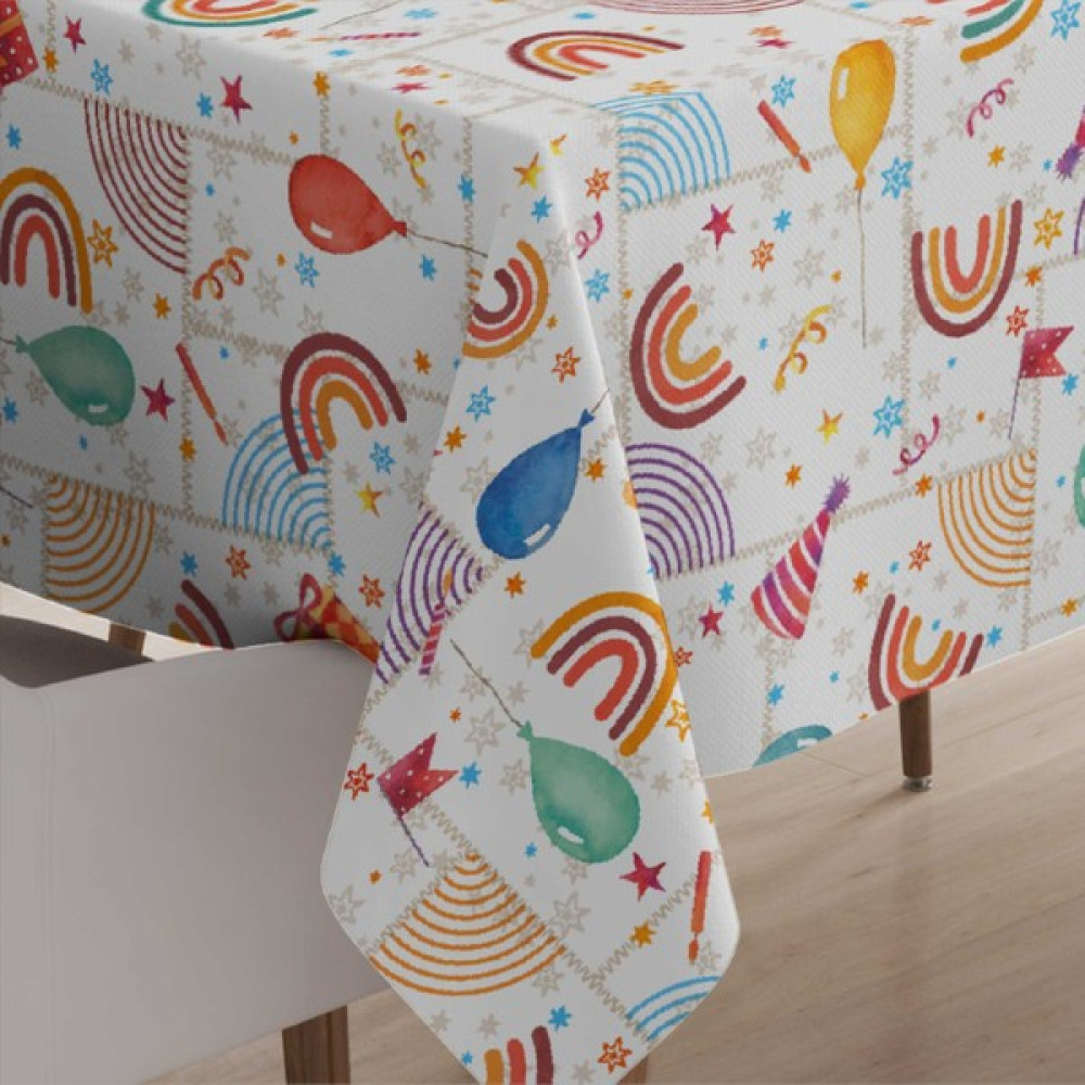 Fantastik Masa Örtüsü Elyaf Astarlı Muşamba 100X140CM Pvc Silinebilir Sıvı Geçirmez Leke Tutmaz Parti Desenli - 100 x 140 cm - Renkli Masa Örtüsü Fiyatı