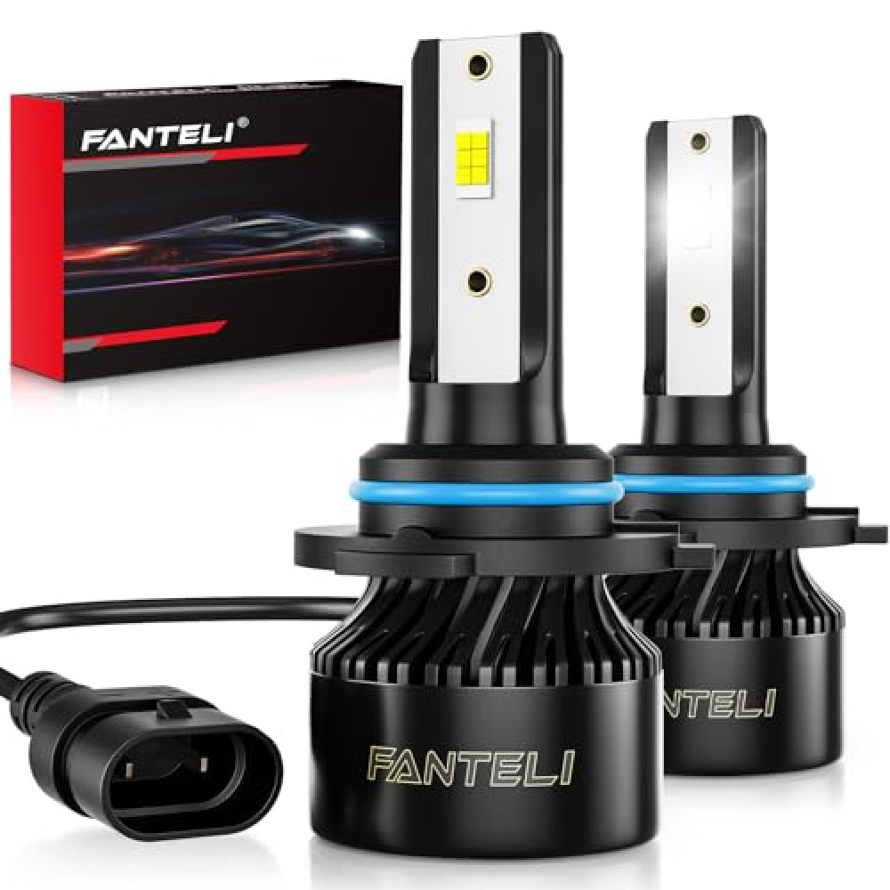 FANTELI 9006 LED Bulb, 34000LM 800% Brighter 1:1 Size HB4 LED Bulb, Plug and Play 6000K Cool White, IP68 Waterproof, Pack of 2, Interior Light Dome Map Door License Plate Lights