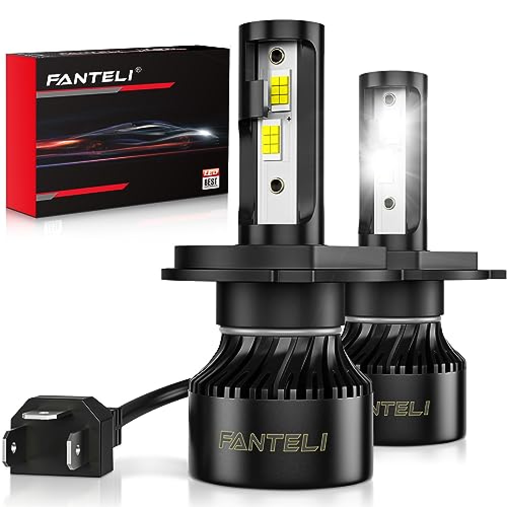 FANTELI H4 LED Bulb, 34000LM 800% Brighter 1:1 Size 9003 LED Bulb, Plug and Play HB2 Bulb 6000K Cool White, IP68 Waterproof, Pack of 2, Interior Light Dome Map Door License Plate Lights