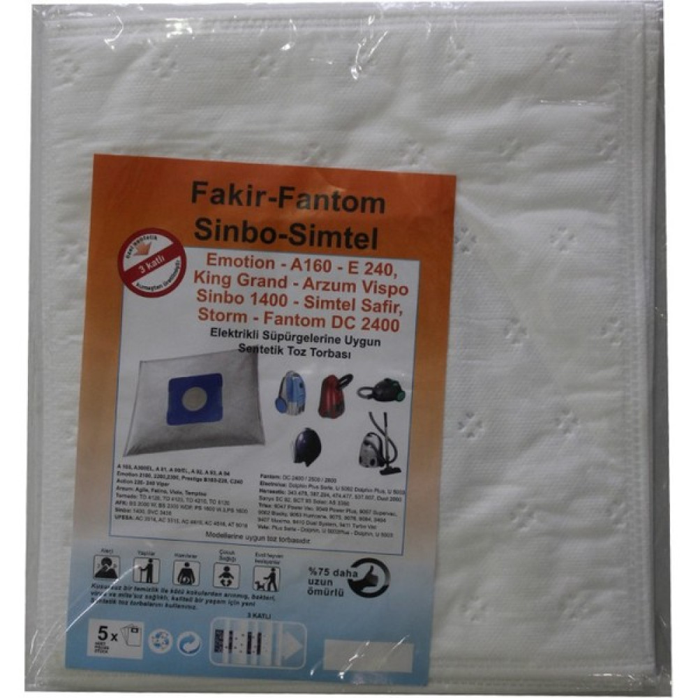 Fantom DC 2400 Elektrikli Süpürge Uyumlu Sentetik Toz Torbası Elektrikli Süpürge Aksesuarları Fiyatı