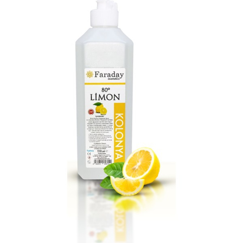 Faraday Cosmetics Yüksek Nitelikli Limon Kolonyası - 80 Derece - 950 ml - 1 lt Kolonya & Gülsuyu Fiyatı