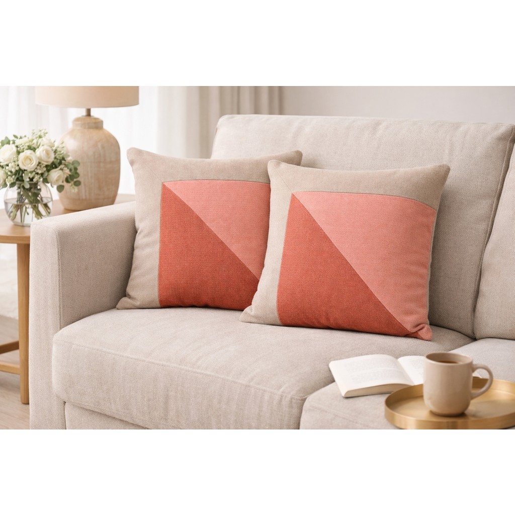Faralya Life %70 Pamuk %30 Polyester Parçalı 2 Li Kırlent Kılıfı 45X45 cm – Dekoratif Koltuk Yastık Kılıfı Modern Salon Dekoru - 45 × 45 cm - Pembe Yastık Kılıfı Fiyatı
