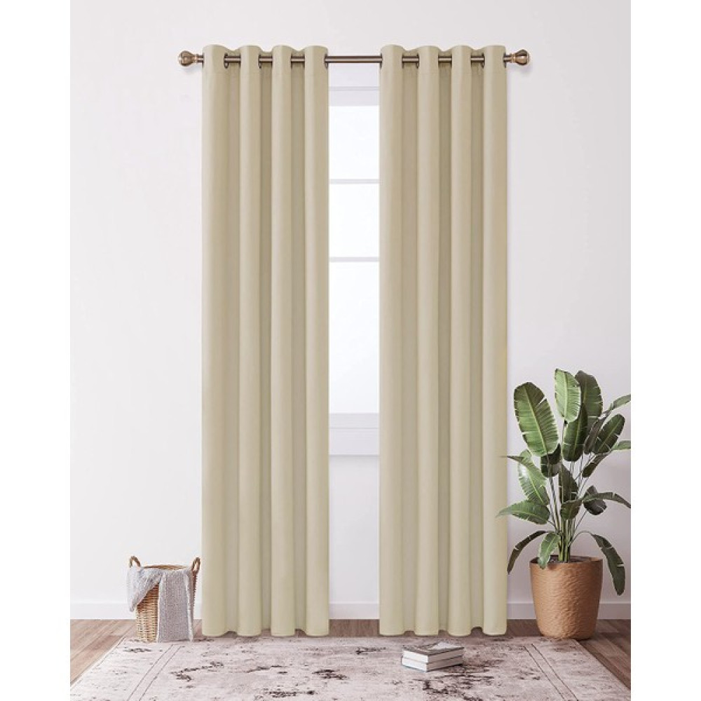 Farbateks Bej Renk Rustik Perde Kuşgözü Halkalı Boru Perdesi Halka Dekoring Perde - 100 x 250 cm Güneşlik Fiyatı