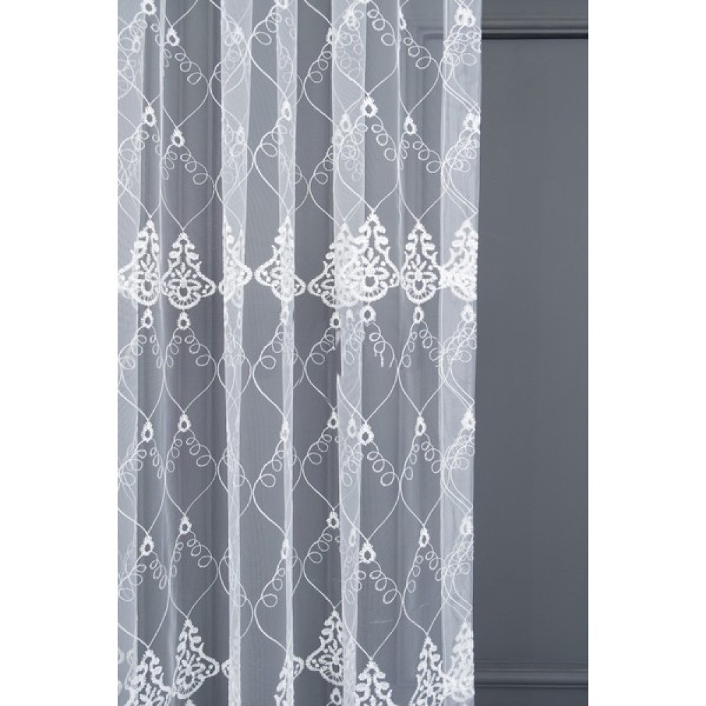 Farbateks Selçuklu Damask Brode Işlemeli 1E3PILELI Salon Oturma Odası Tül Perde - 100 x 250 cm - Beyaz Tül Perde Fiyatı