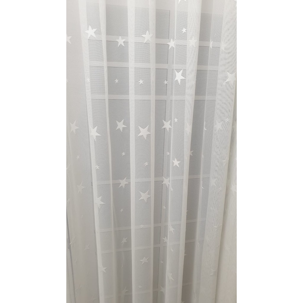 Farbateks Yıldız Desen Yeni Moldel 2 Kat Pileli Tül Perde - 100 x 250 cm - Beyaz Tül Perde Fiyatı