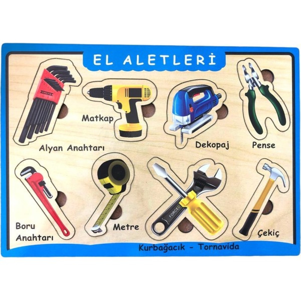 Farbu Oyuncak Ahşap Bultak Puzzle 8 Parça Arka Yüzü Yazı Tahtalı Yapboz El Aletleri - 1 Puzzle & Aksesuarları Fiyatı