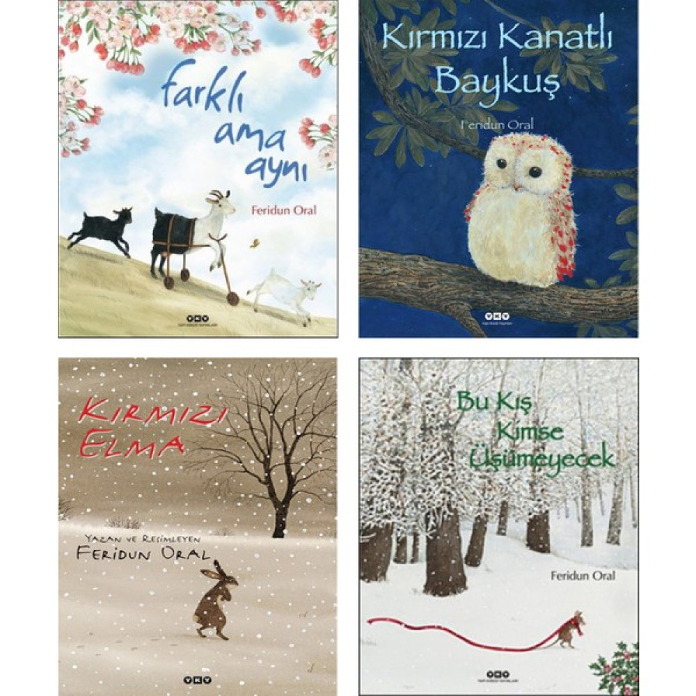 Farklı Ama Aynı + Kırmızı Kanatlı Baykuş + Kırmızı Elma + Bu Kış Kimse Üşümeyecek / Feridun Oral Çocuk Masal Kitapları 4 Kitap Set Çocuk Masal Fiyatı