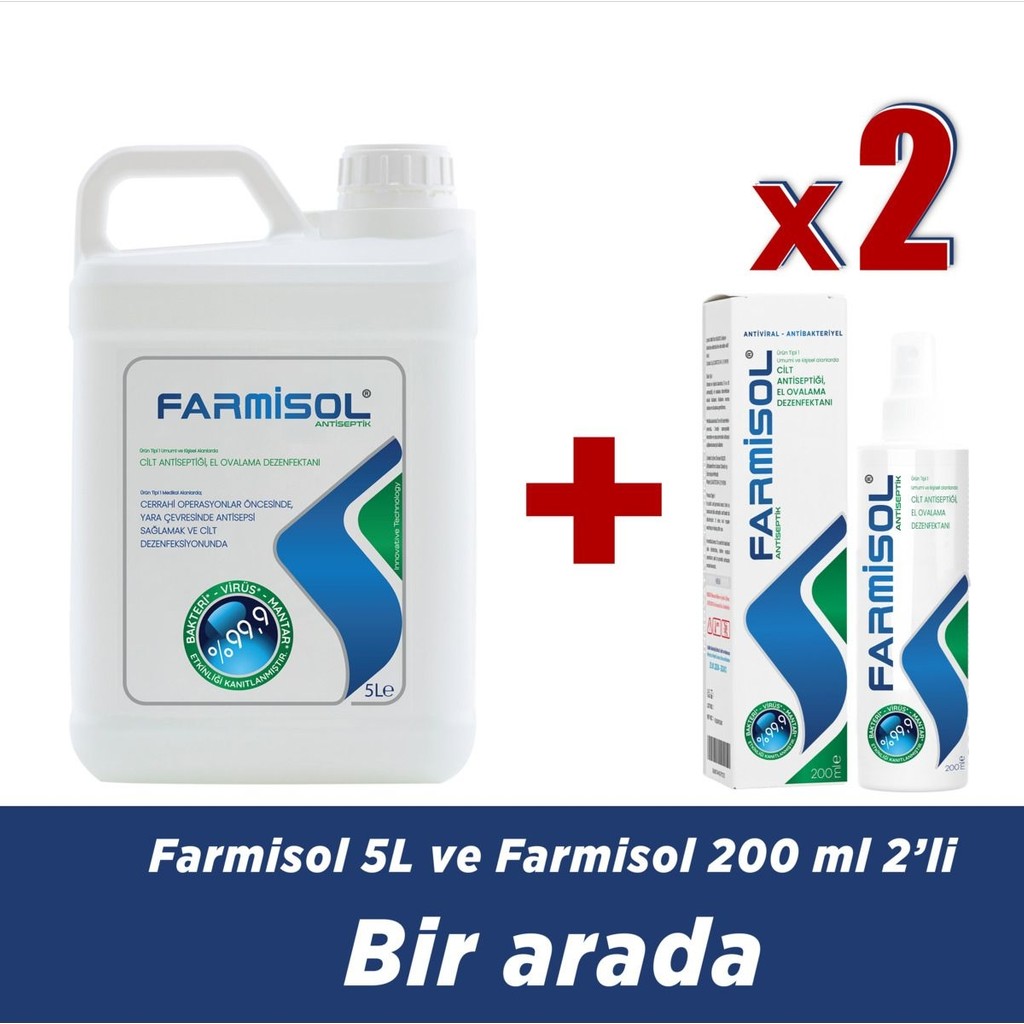 Farmisol 5l + 200 ml 2'li Antiseptik Mendil, Cilt Tahrişi Yapmadan Temizlik Sağlar - 1 lt Diğer Fiyatı